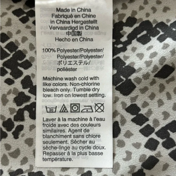 J. Crew Black, Gray and White Snakeskin Blouse Size L - Picture 10 of 11